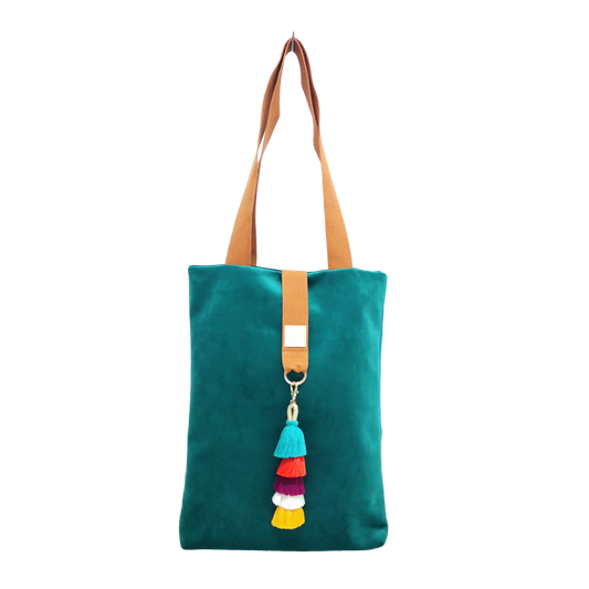 TOTE BAG TERCIOPELO VERDE OSCURO