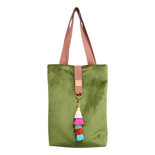 TOTE BAG TERCIOPELO VERDE SECO